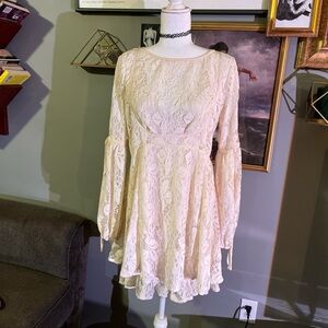 Free People Elegant Cream Lace Dress